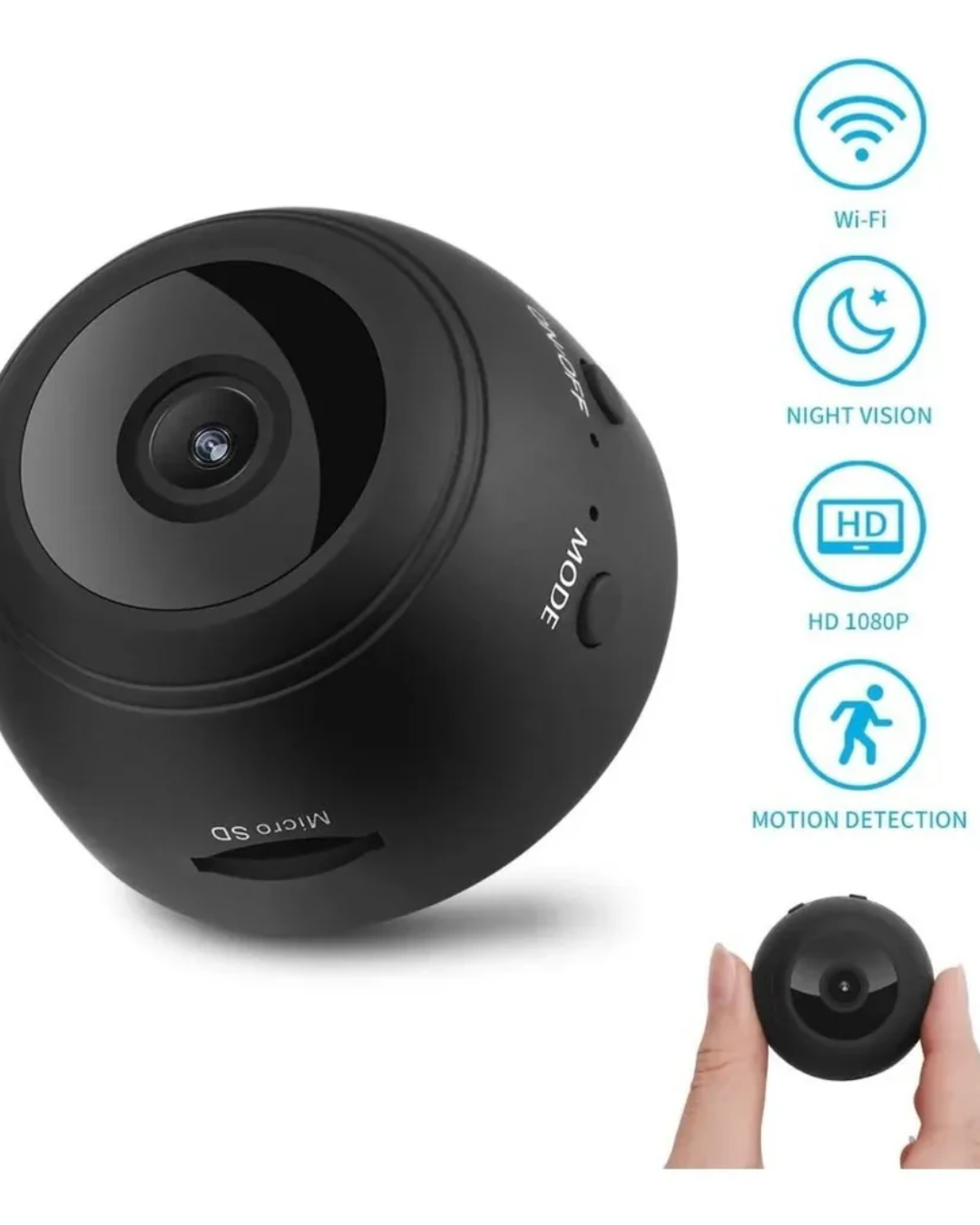 Minicámara Full HD 1080P con visión nocturna por infrarrojos.